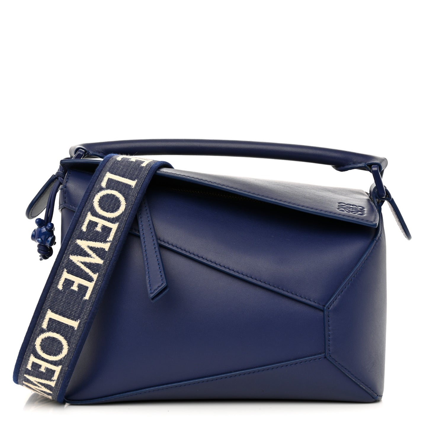Satin Calfskin Monochrome Small Puzzle Edge Bag Navy