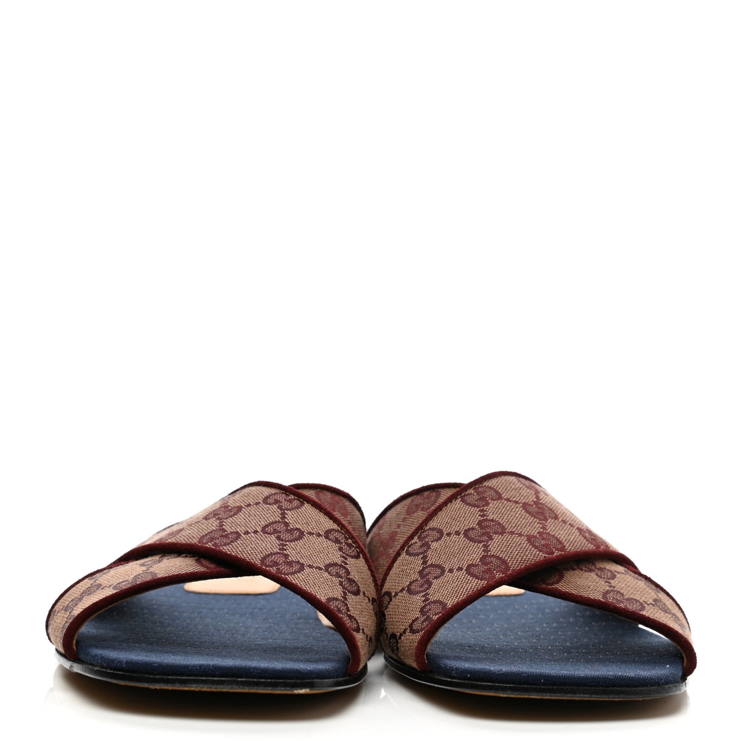 Canvas GG Monogram Mens Criss Cross Slide Sandals 10 Sahara Rubino Chardonnay