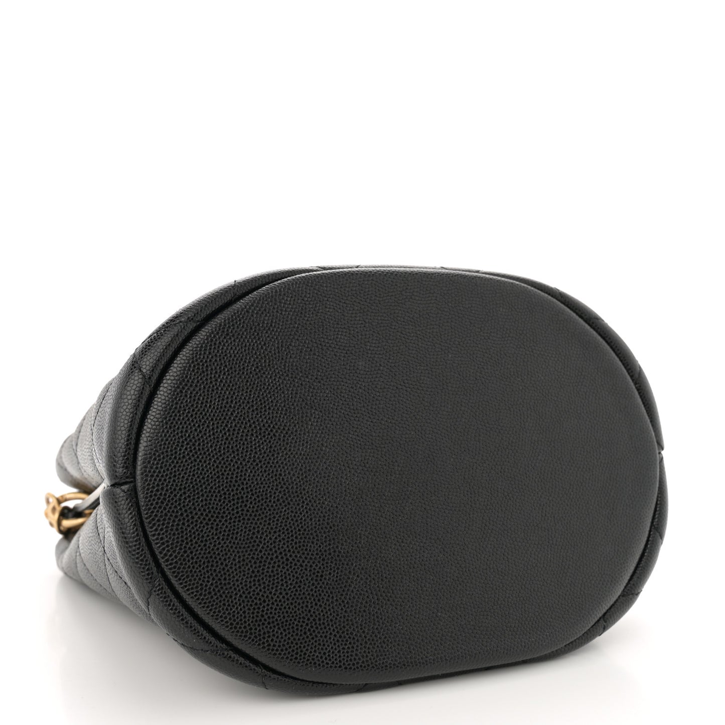 Caviar Quilted Chain Scarf Handle Bucket Bag Black