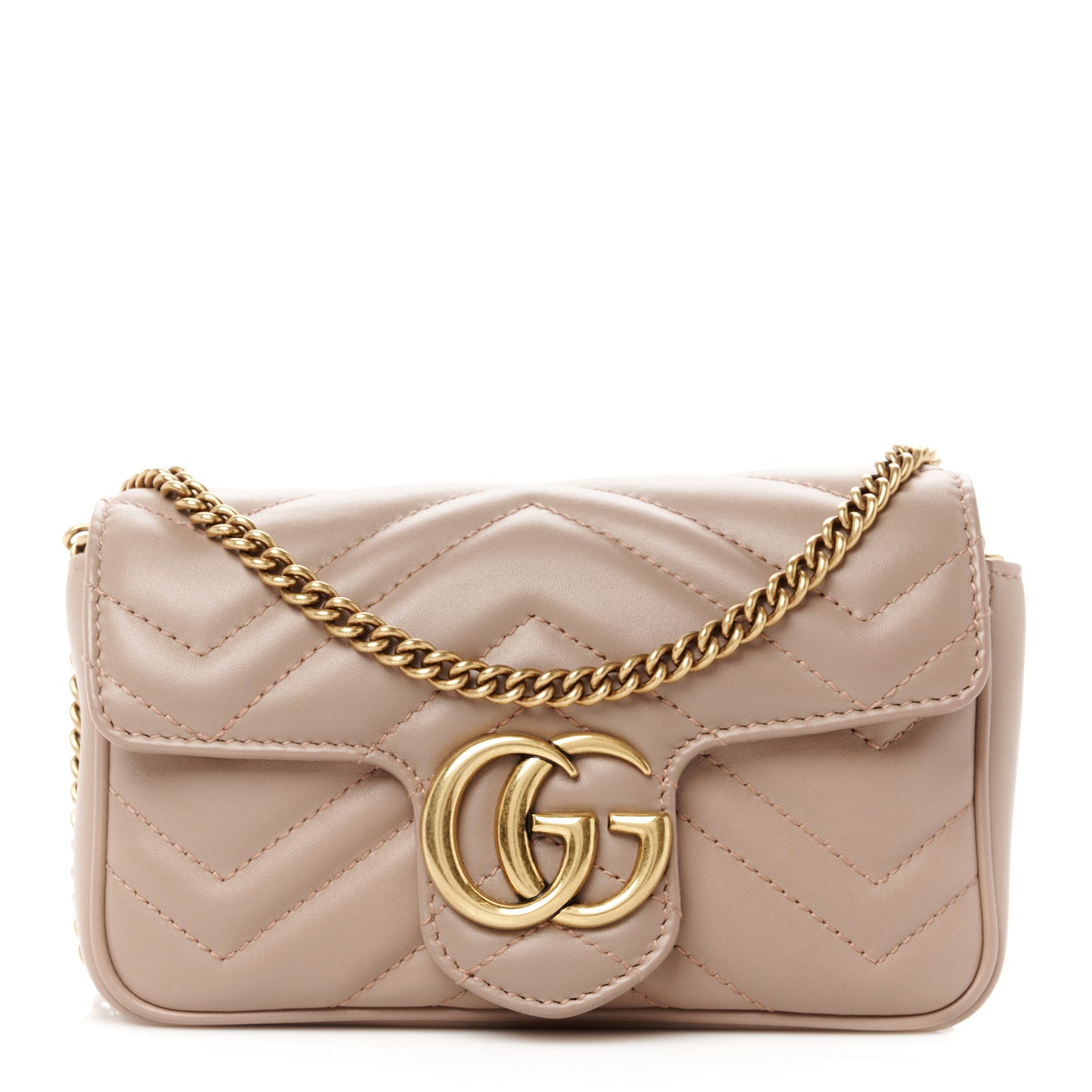 Calfskin Matelasse Super Mini GG Marmont Shoulder Bag Porcelain Rose