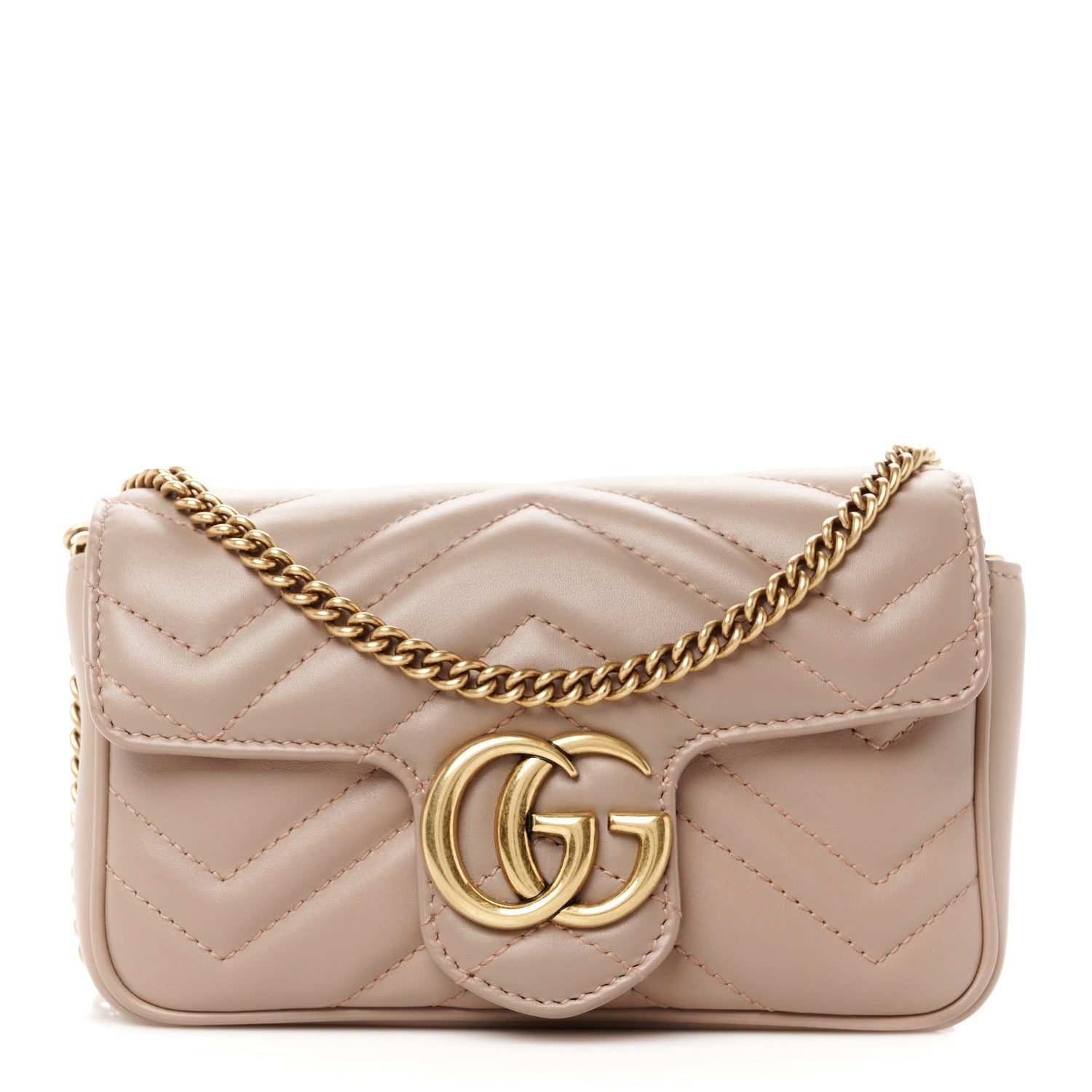 Gucci Calfskin Matelasse Super Mini GG Marmont Shoulder Bag Porcelain Rose 1 of 11