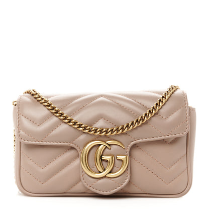 Gucci Calfskin Matelasse Super Mini GG Marmont Shoulder Bag Porcelain Rose 1 of 11