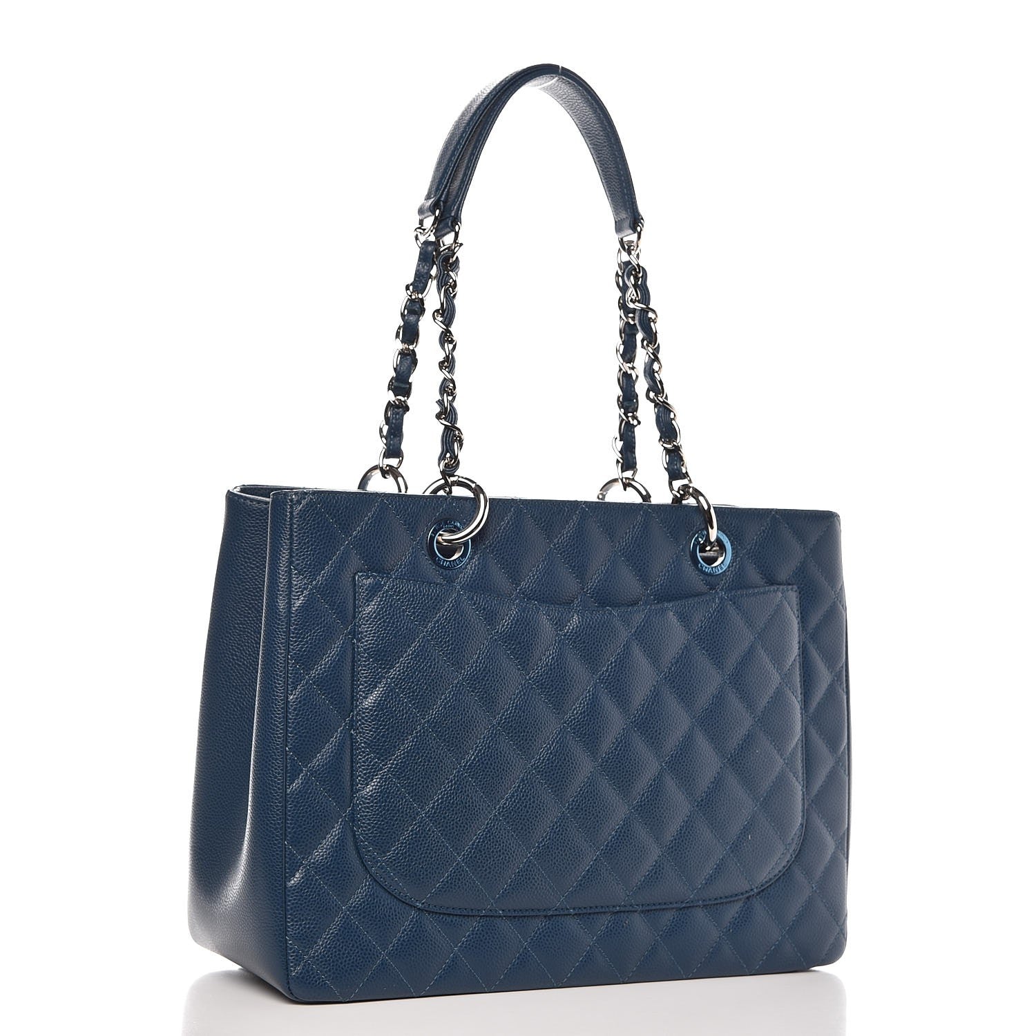 Chanel Caviar Quilted Grand Shopping Tote GST Dark Blue 3 of 8