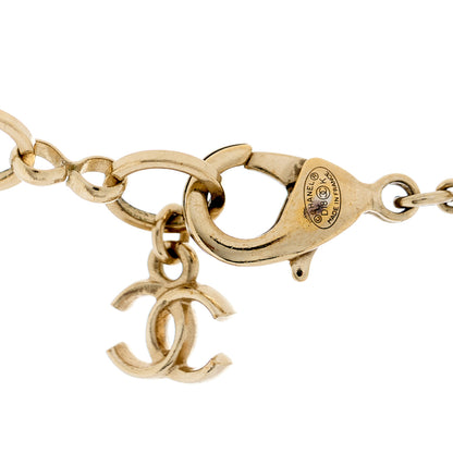 Chanel Pearl Resin Crystal Logo Choker Necklace Light Gold Pink 3 of 3