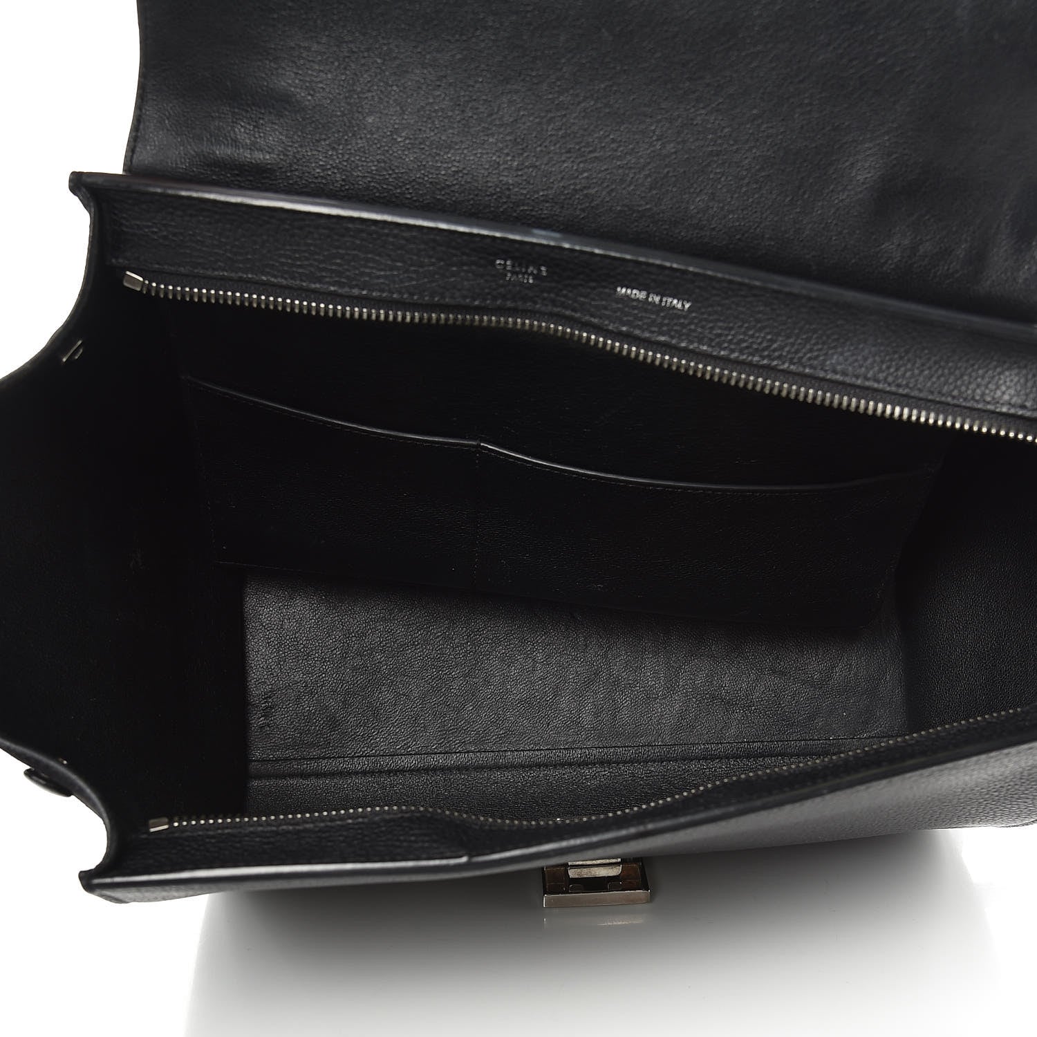 Celine Drummed Calfskin Suede Small Trapeze Black 5 of 13