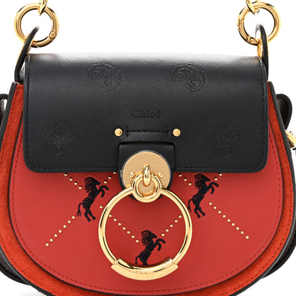 Chloe Calfskin Little Horses Embroidered Baroque Small Tess Bag Earthy Red 8 of 11