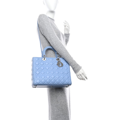 Christian Dior Lambskin Cannage Large Lady Dior Light Blue 2 of 15