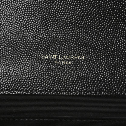 Saint Laurent Grain De Poudre Matelasse Chevron Monogram Envelope Clutch Black 6 of 8