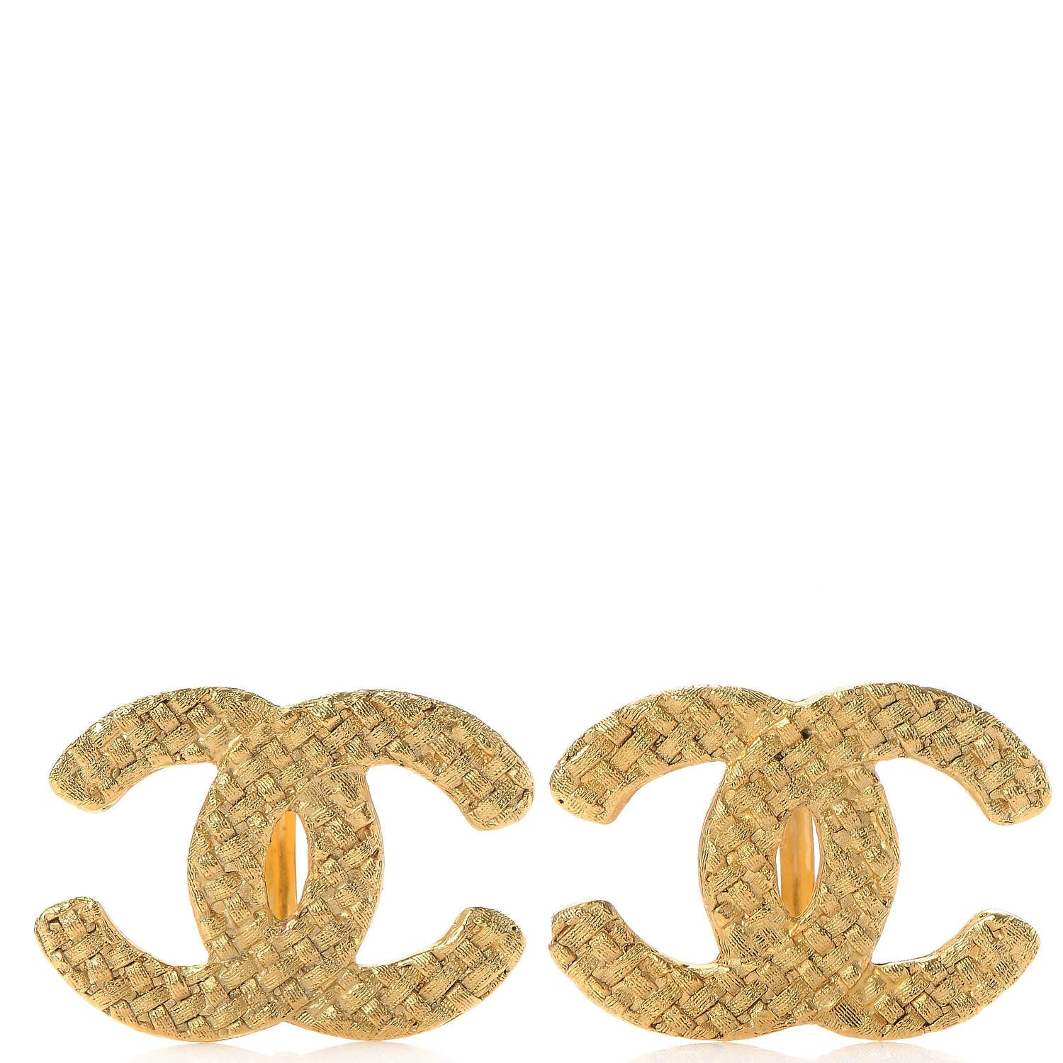Chanel CC Woven Clip On Earrings Gold 1 of 6
