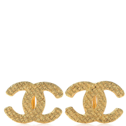 Chanel CC Woven Clip On Earrings Gold 1 of 6