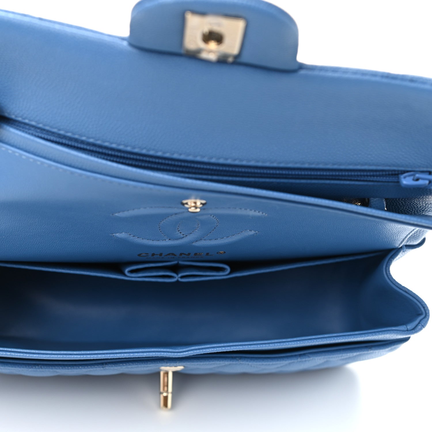 Chanel Caviar Quilted Small Double Flap Blue 4 of 10