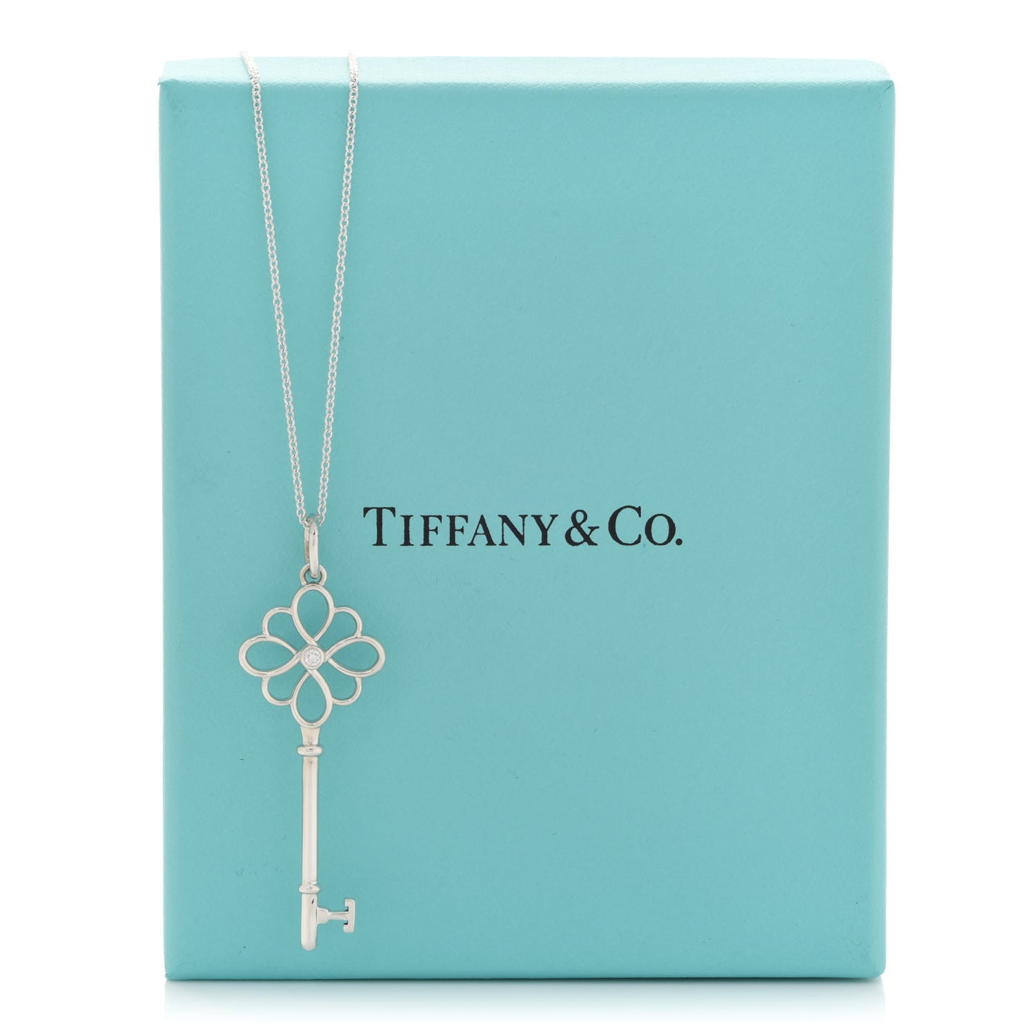 Tiffany Sterling Silver Diamond Knot Key Pendant Necklace 7 of 7