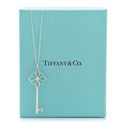 Tiffany Sterling Silver Diamond Knot Key Pendant Necklace 7 of 7