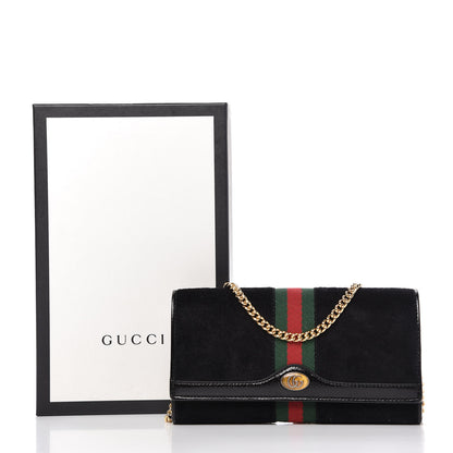 Gucci Suede Patent Web Ophidia Wallet On Chain Black 11 of 11