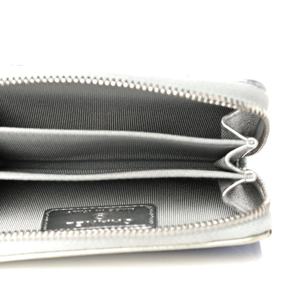 Chanel Gradient Metallic Calfskin Quilted Zip Around Coin Purse Wallet Silver Blue Yellow Purple 5 of 13