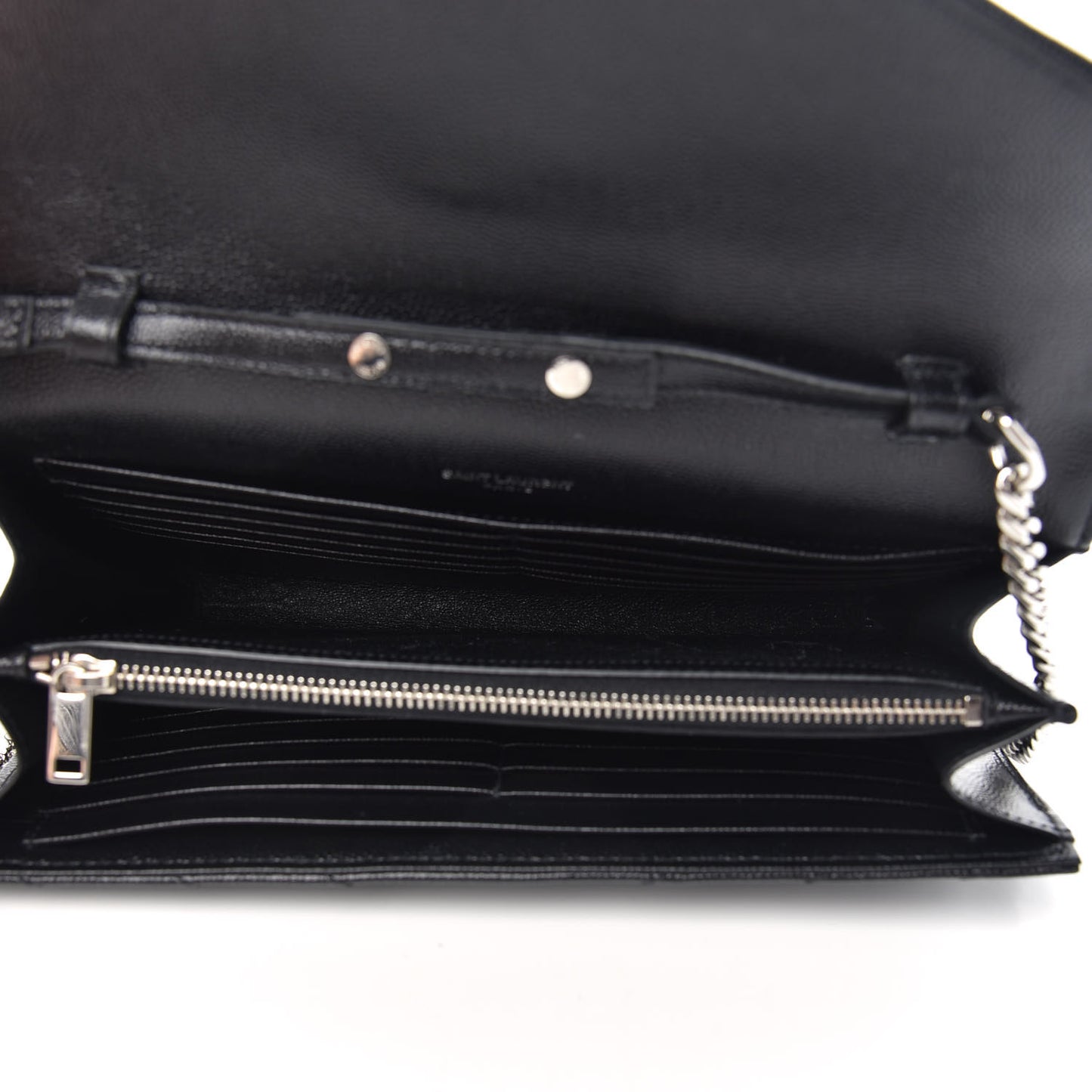 Grain De Poudre Matelasse Chevron Monogram Chain Wallet Black