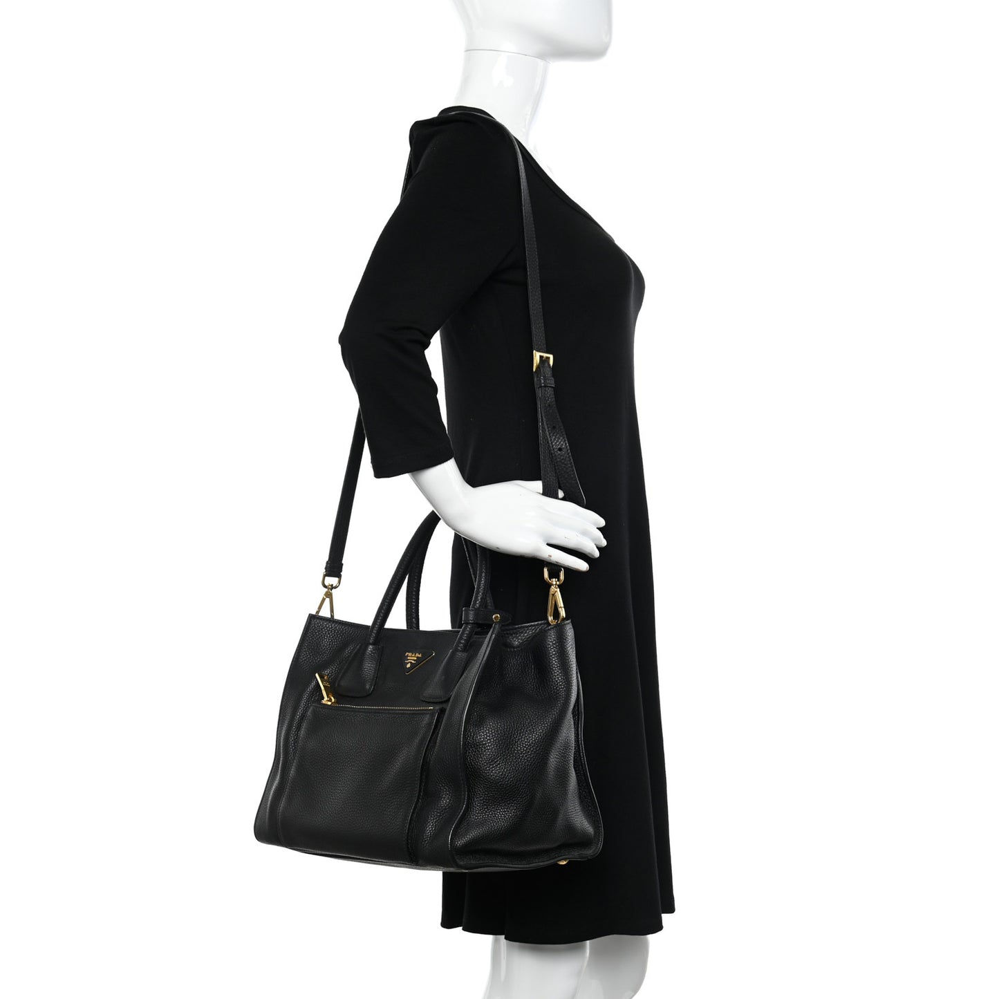Vitello Daino Shopping Tote Black