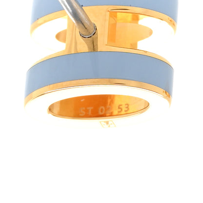Hermes Gold Lacquered Mini Pop H Earrings Bleu Lin 5 of 6