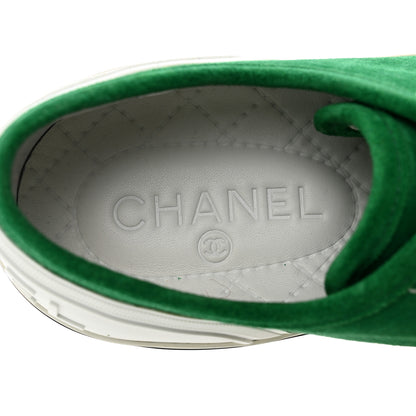 Chanel Suede Calfskin Lace Up Cap Toe Sneakers 41 Green 7 of 8