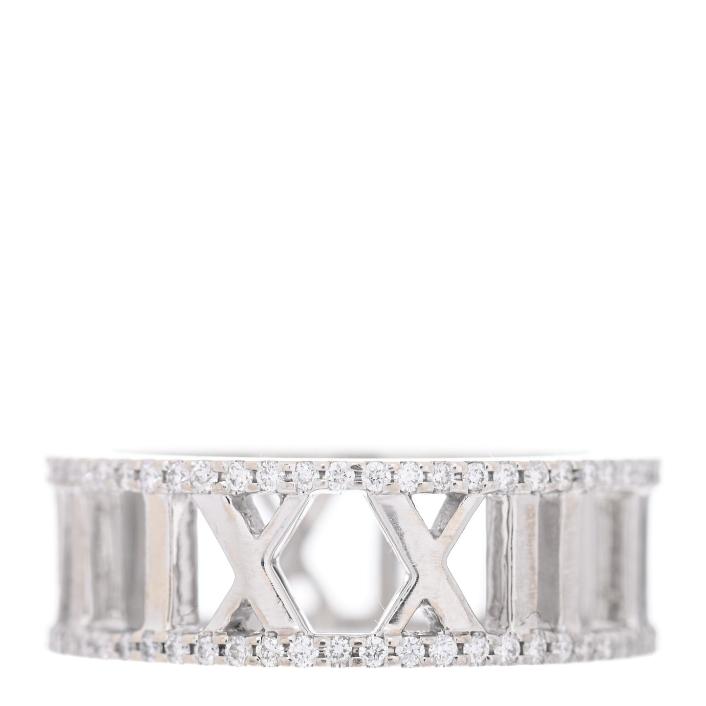 18K White Gold Diamond Atlas Open Pave Ring 51 5.75