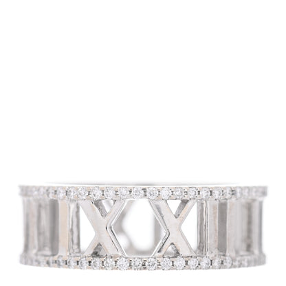Tiffany 18K White Gold Diamond Atlas Open Pave Ring 51 5.75 1 of 4