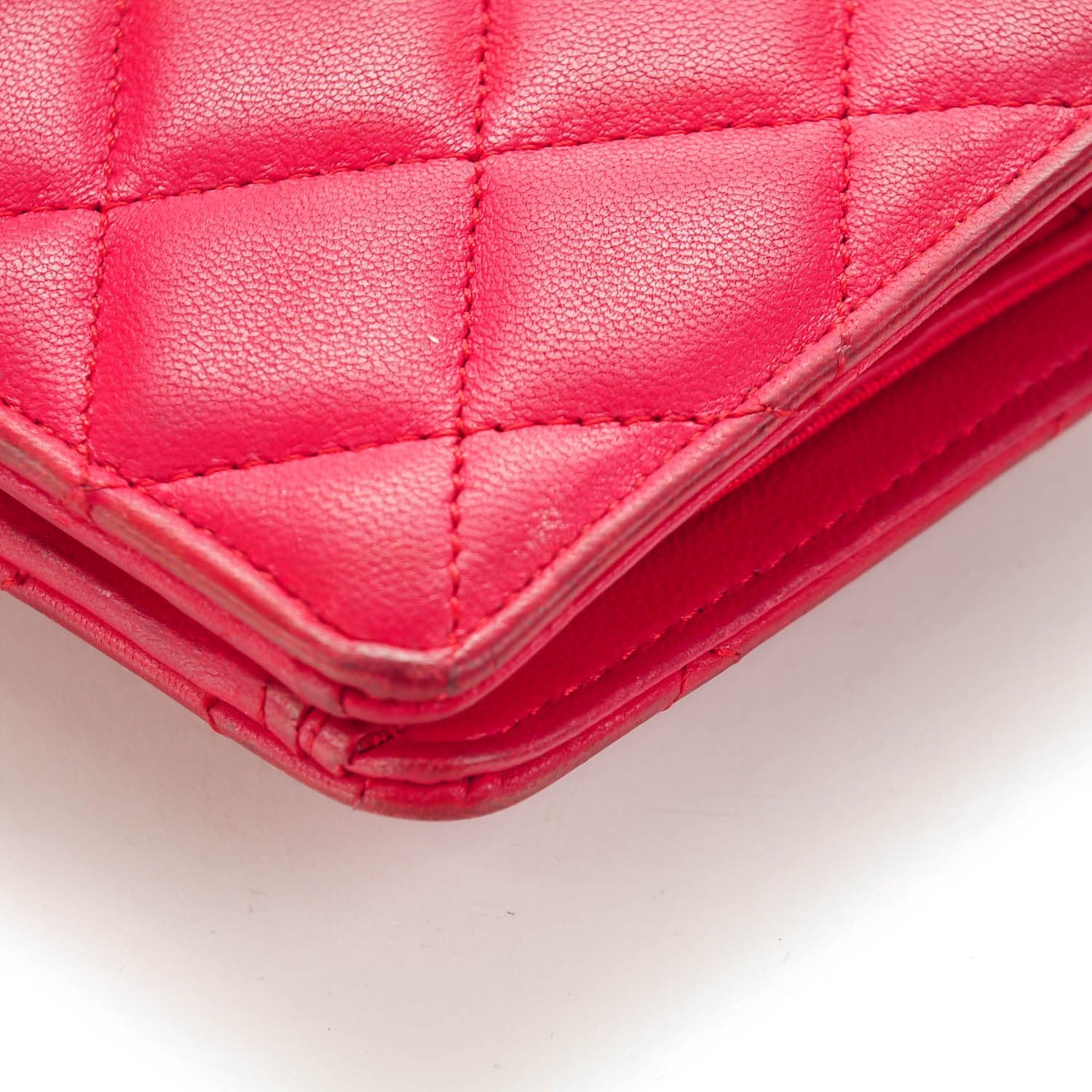 Chanel Lambskin Quilted Yen Wallet Red 11 of 13