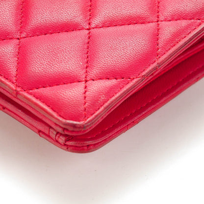 Chanel Lambskin Quilted Yen Wallet Red 11 of 13