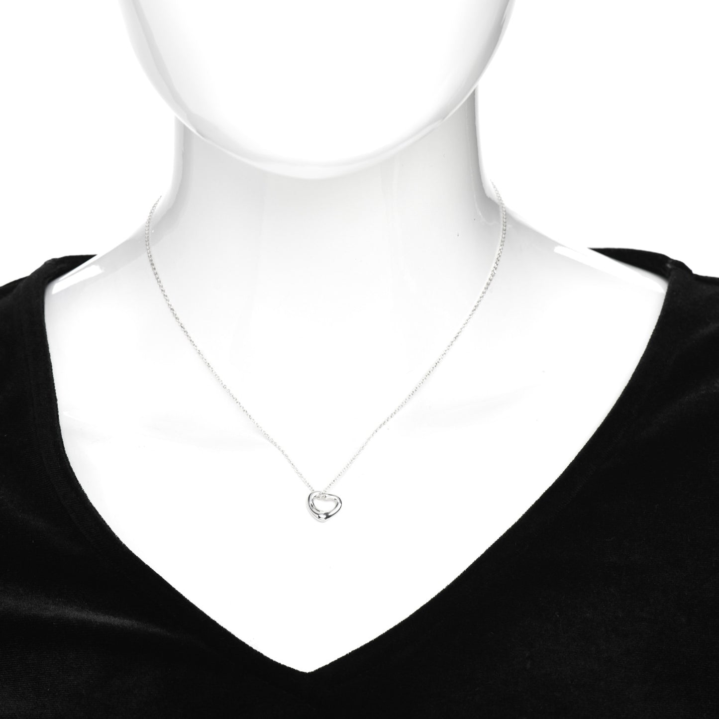 Sterling Silver 14mm Elsa Peretti Open Heart Pendant Necklace