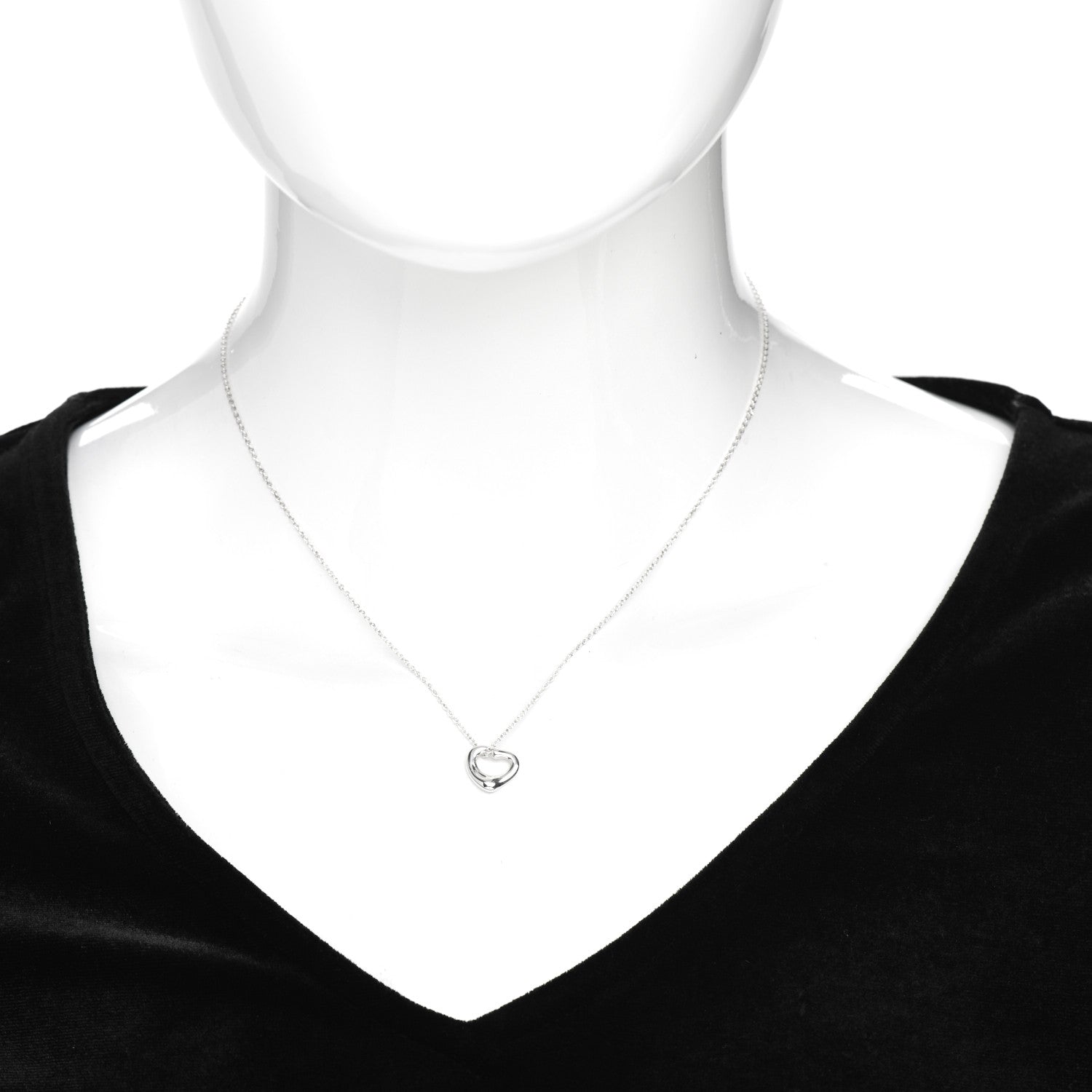Tiffany Sterling Silver 14mm Elsa Peretti Open Heart Pendant Necklace 2 of 4