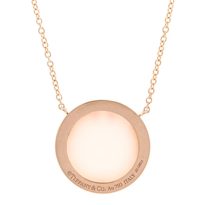 Tiffany 18K Rose Gold Diamond Pink Opal T Circle Pendant Necklace 4 of 5