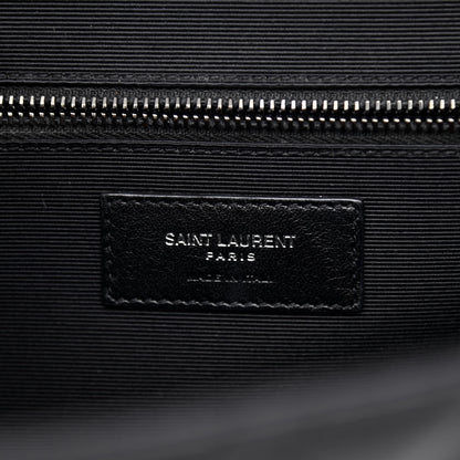 Saint Laurent Grain De Poudre Textured Mixed Matelasse Large Triquilt Monogram Monochrome Satchel Black 6 of 11