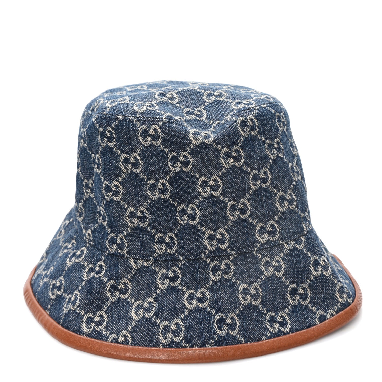 Gucci Washed Jacquard Denim Nappa GG Monogram Oscar Bucket Hat L Denim Cuir 6 of 9