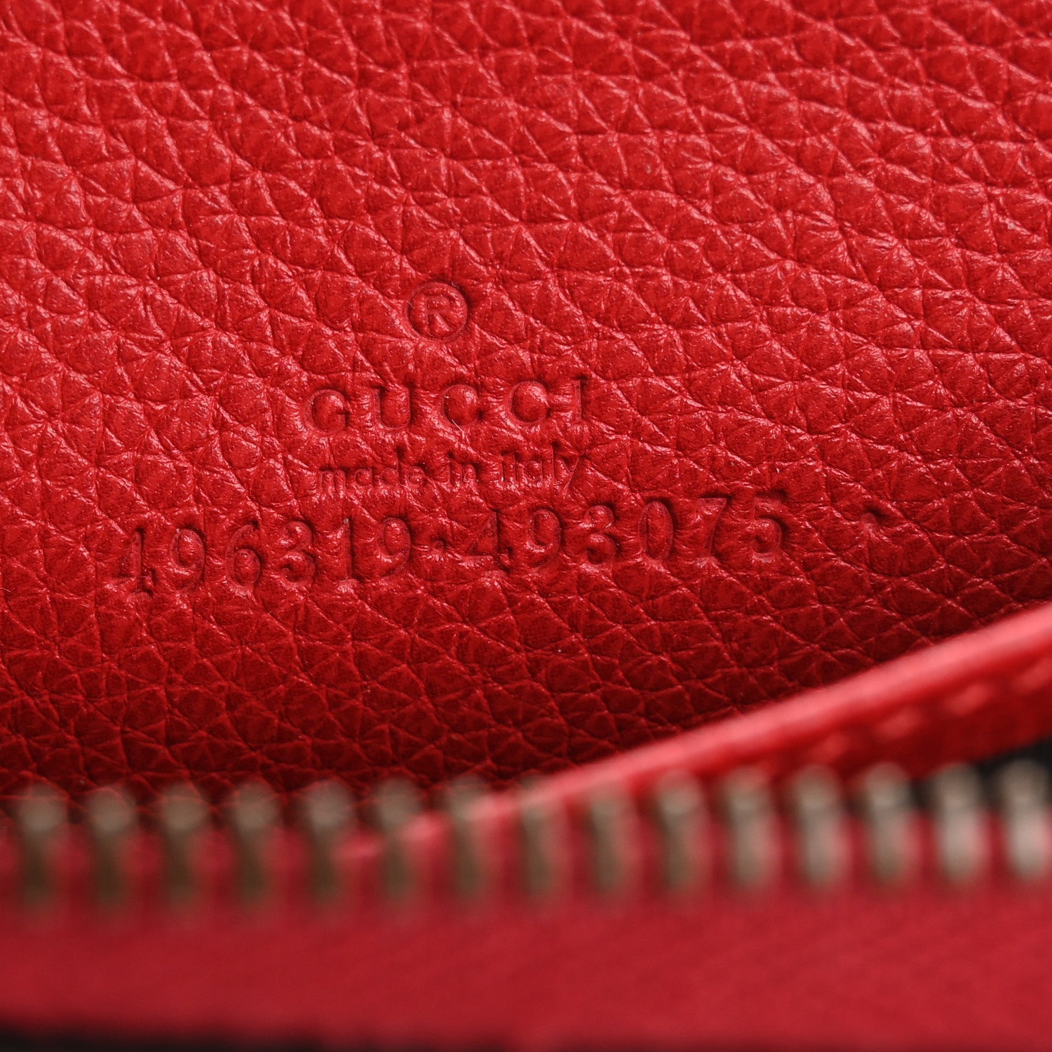Gucci Calfskin Logo Zip Around Card Case Hibiscus Red 6 of 10
