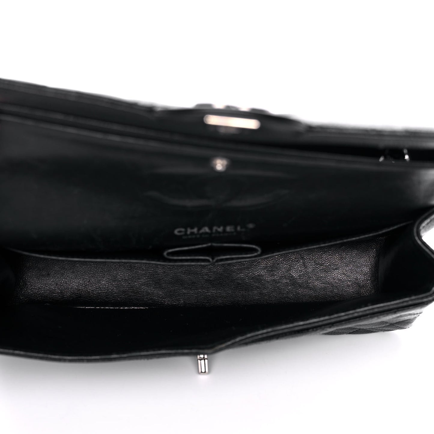 Caviar Quilted Medium Double Flap Black