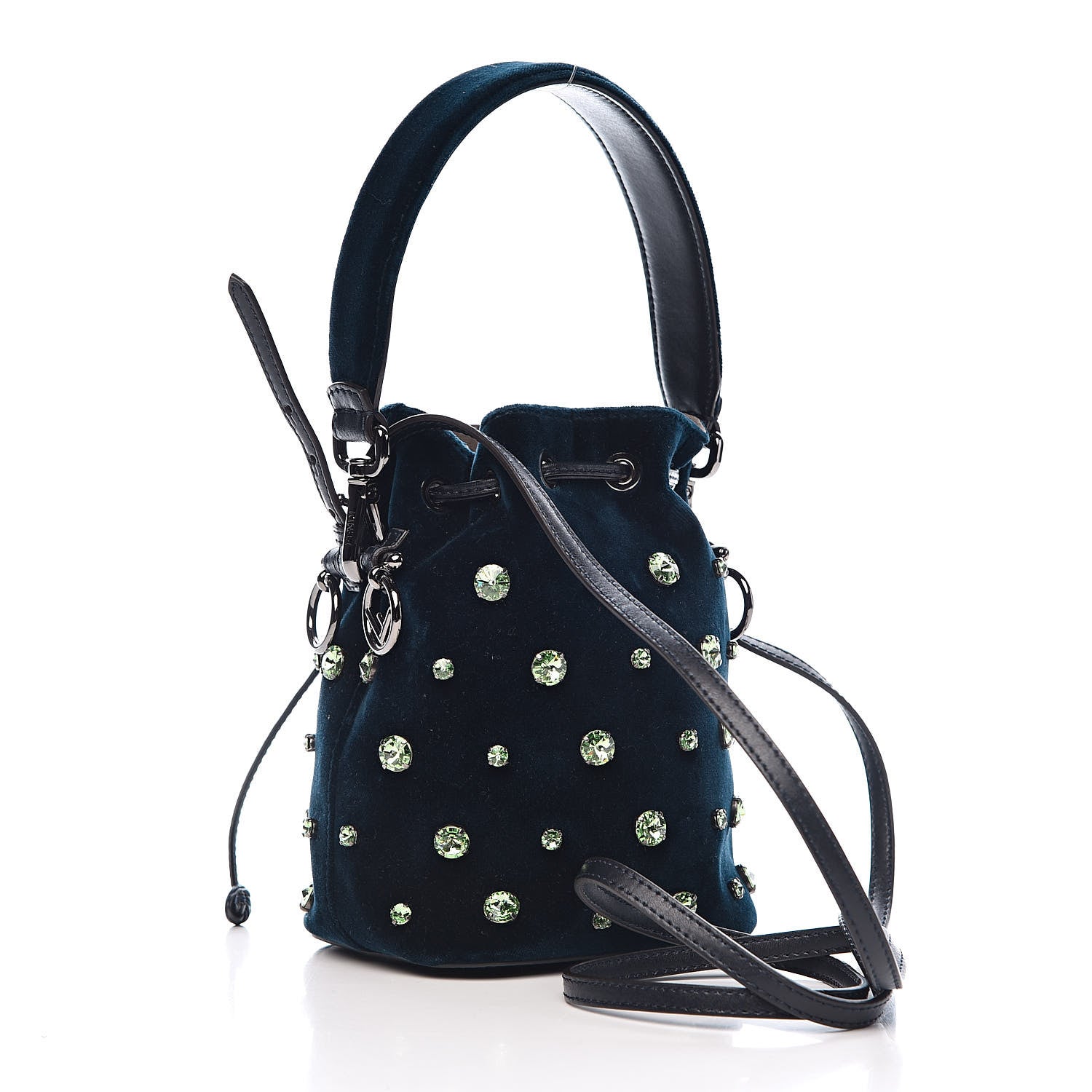 Fendi Velluto Crystal F is Mini Mon Tresor Bucket Bag Blue Notte 3 of 11
