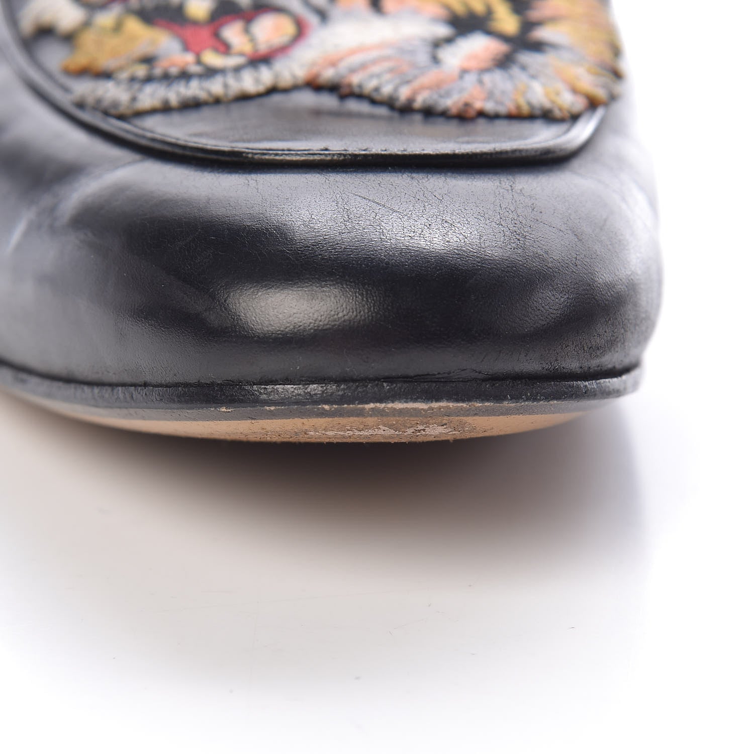 Gucci Calfskin Tiger Embroidered Mens Princetown Slippers 7 Black 15 of 19