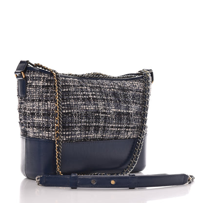 Chanel Tweed Calfskin Quilted Medium Gabrielle Hobo Navy 3 of 12