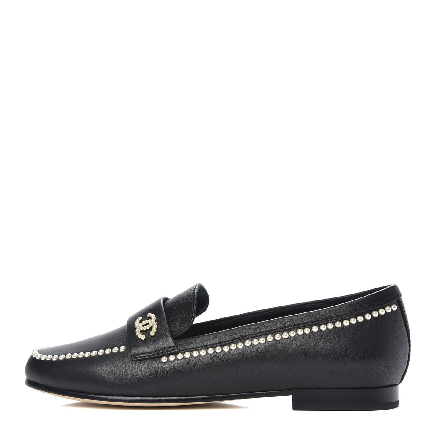 Calfskin Pearl CC Loafers 37 Black
