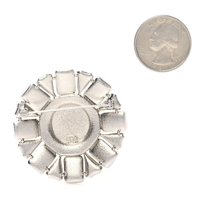Chanel Enamel Crystal CC Brooch White Silver 2 of 4