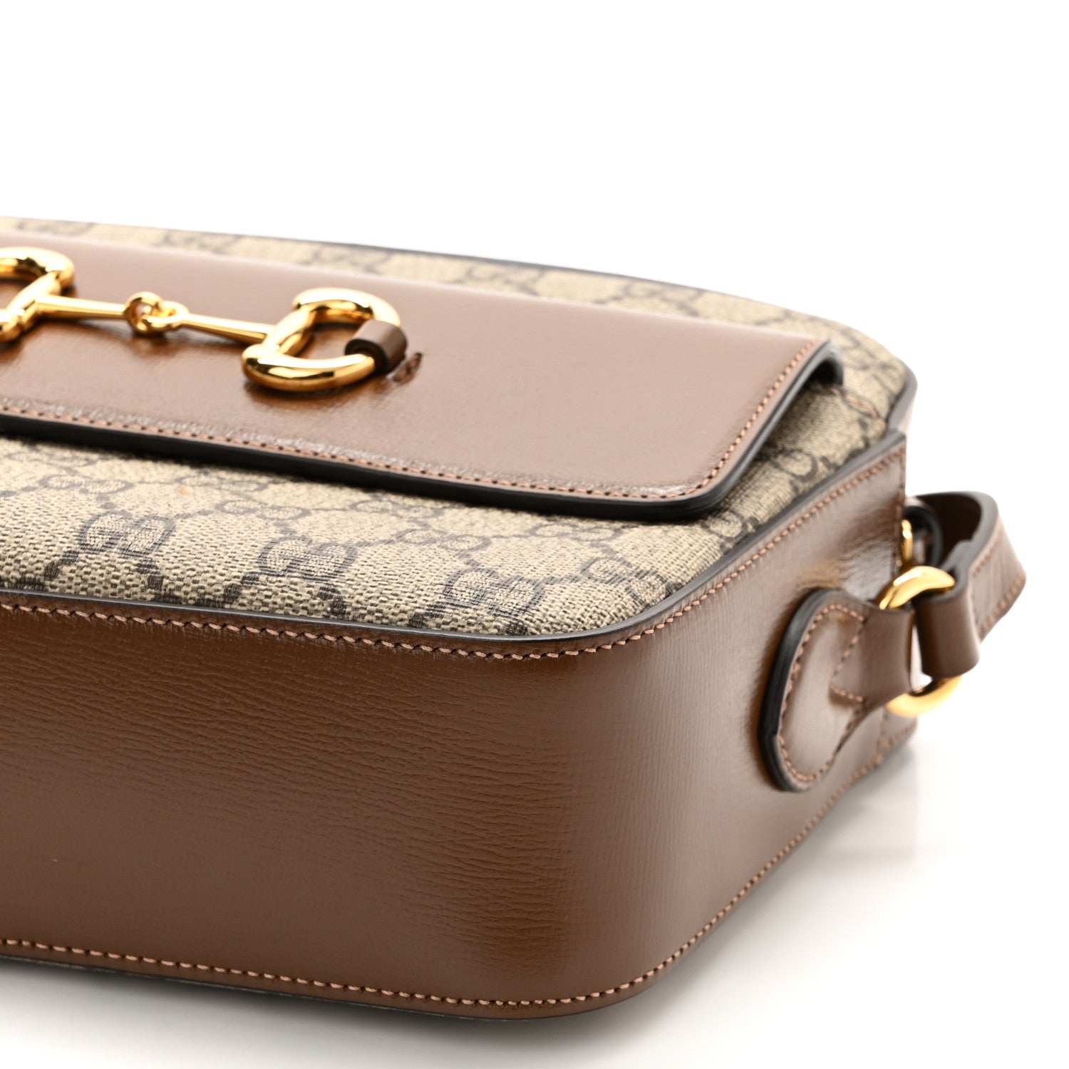 Gucci GG Supreme Monogram Small Horsebit 1955 Shoulder Bag Beige Brown Sugar 10 of 11