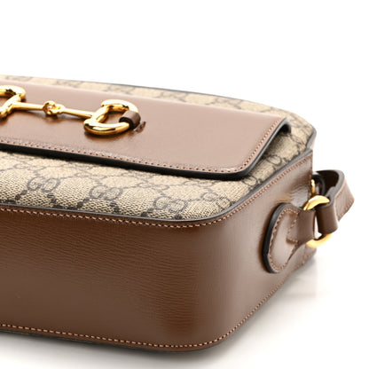 Gucci GG Supreme Monogram Small Horsebit 1955 Shoulder Bag Beige Brown Sugar 10 of 11