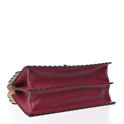 Fendi Vitello Liberty Scalloped Studded Kan I Shoulder Bag Black Cherry 4 of 9