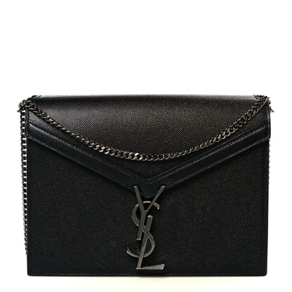 Saint Laurent Grain De Poudre Monogram Cassandra Clasp Bag Black 1 of 12