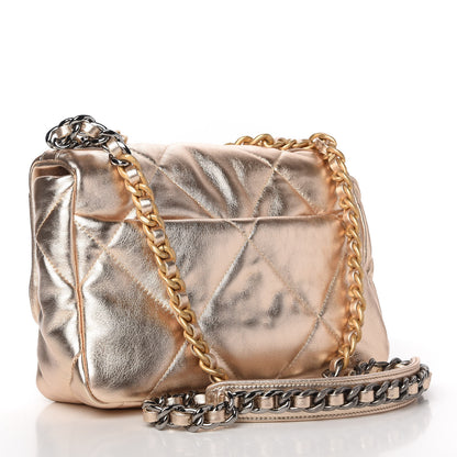 Chanel Metallic Lambskin Quilted Medium Chanel 19 Flap Gold 3 of 12