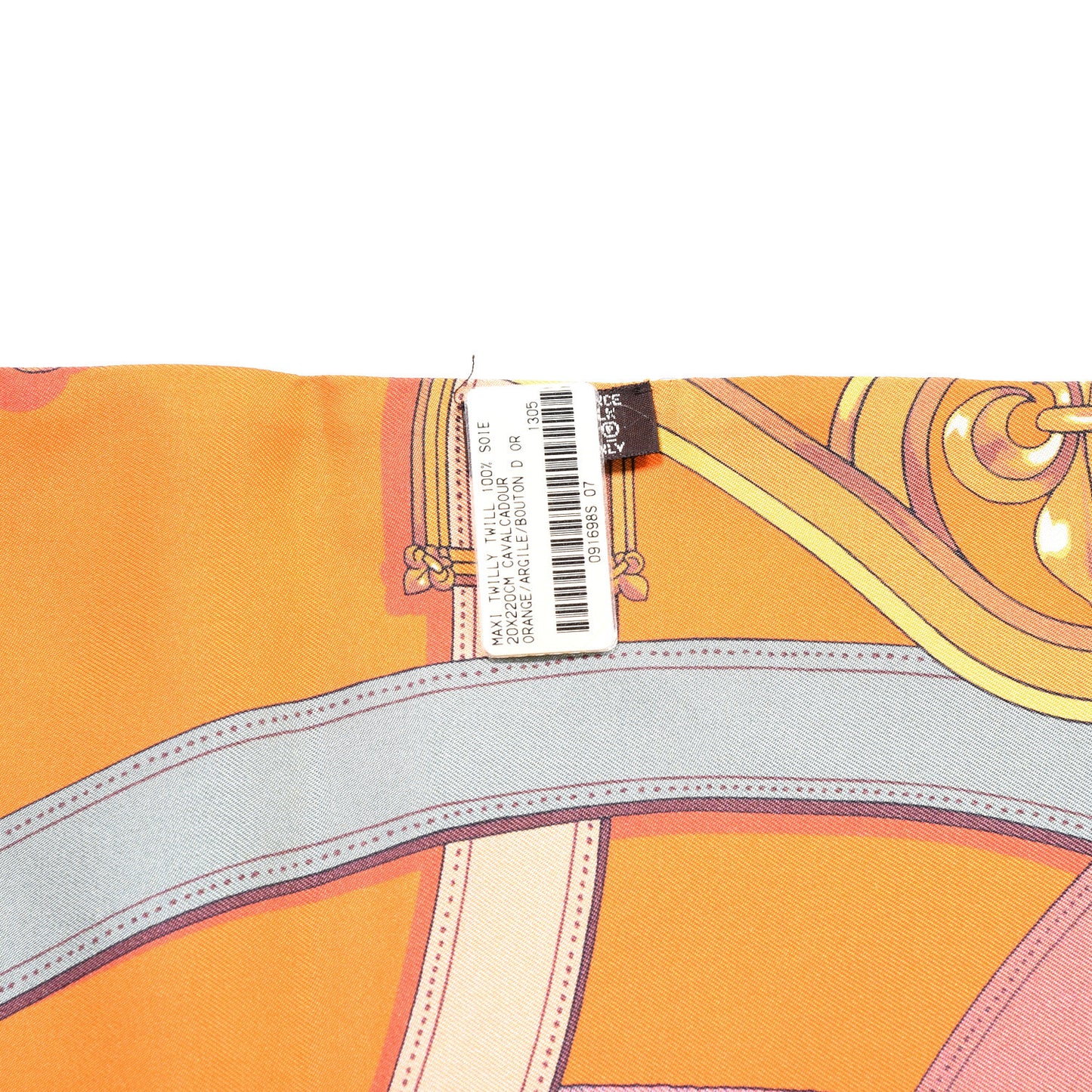 Silk Cavalcadour Maxi Twilly Orange Argile Bouton D'Or