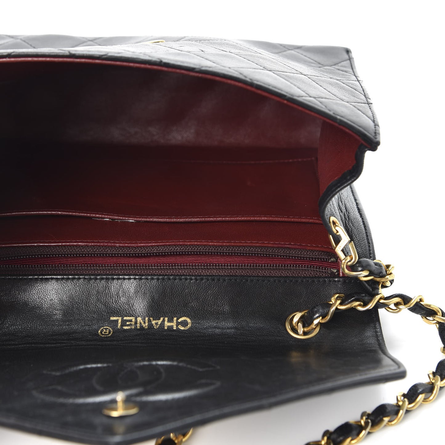 Lambskin Quilted Mini Square Flap Bag Black