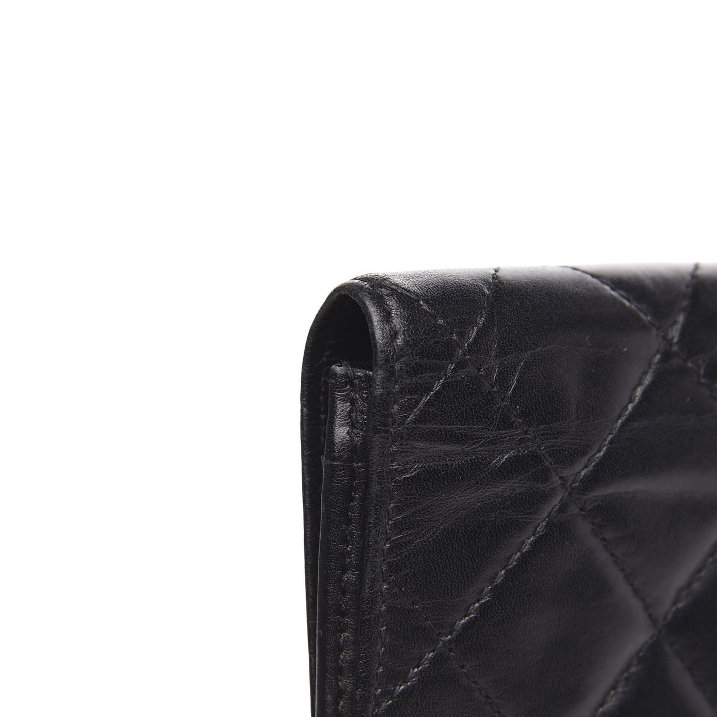 Calfskin Quilted Cambon Flap Wallet Black