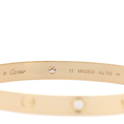 Cartier 18K Yellow Gold 4 Diamond LOVE Bracelet 17 5 of 7