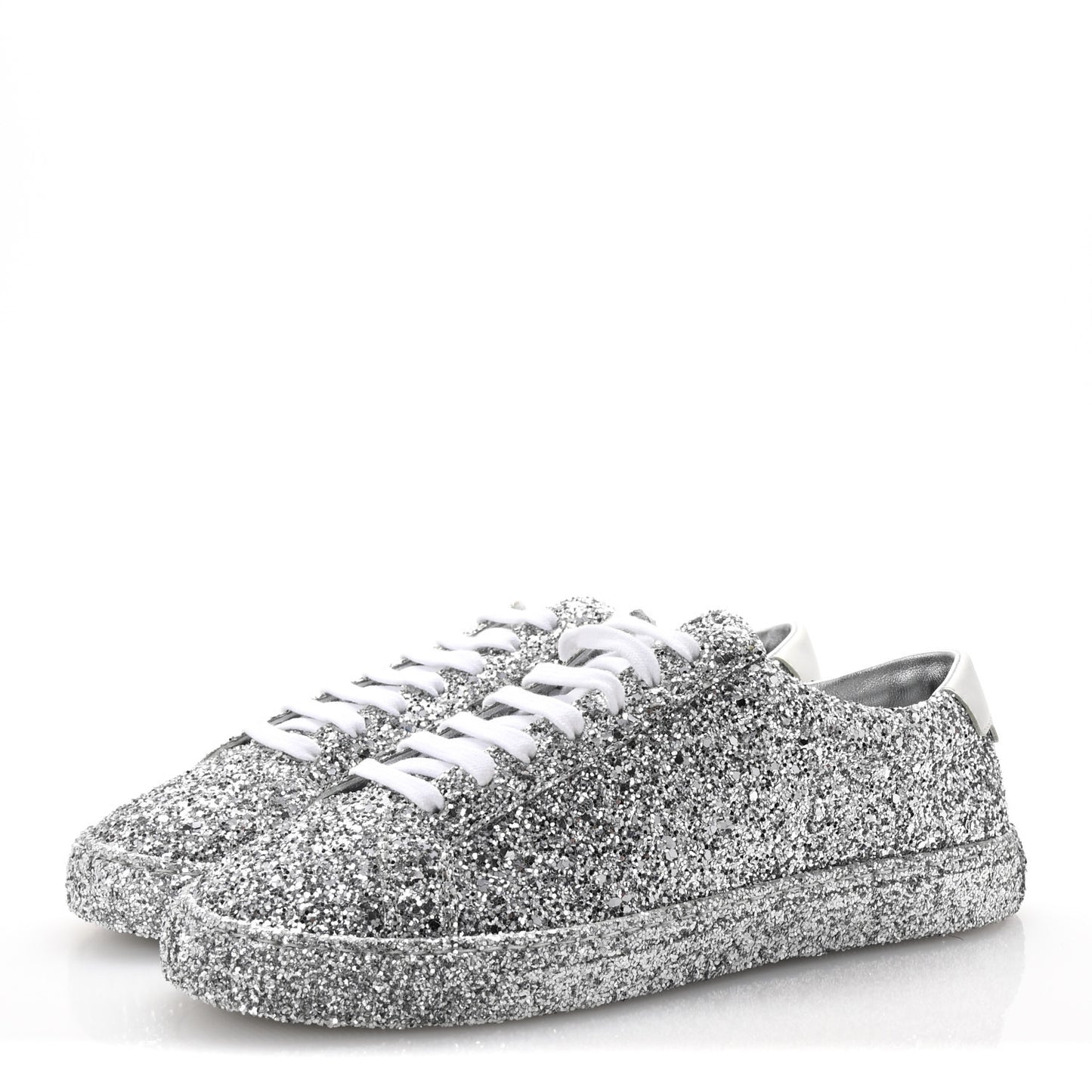 Calfskin Crystal Glitter Andy Sneakers 37 Silver