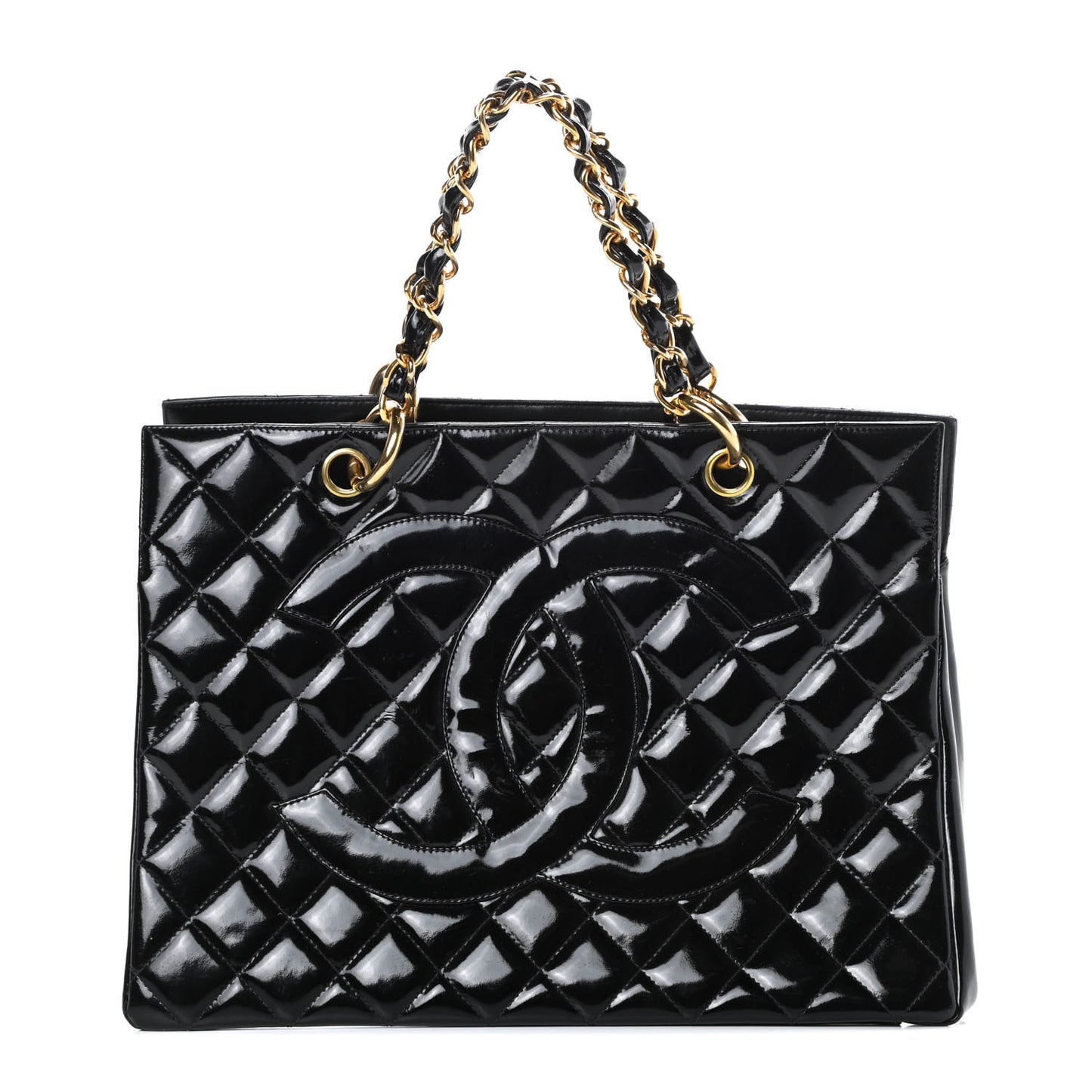 Patent Quilted Grand Shopping Tote GST Black